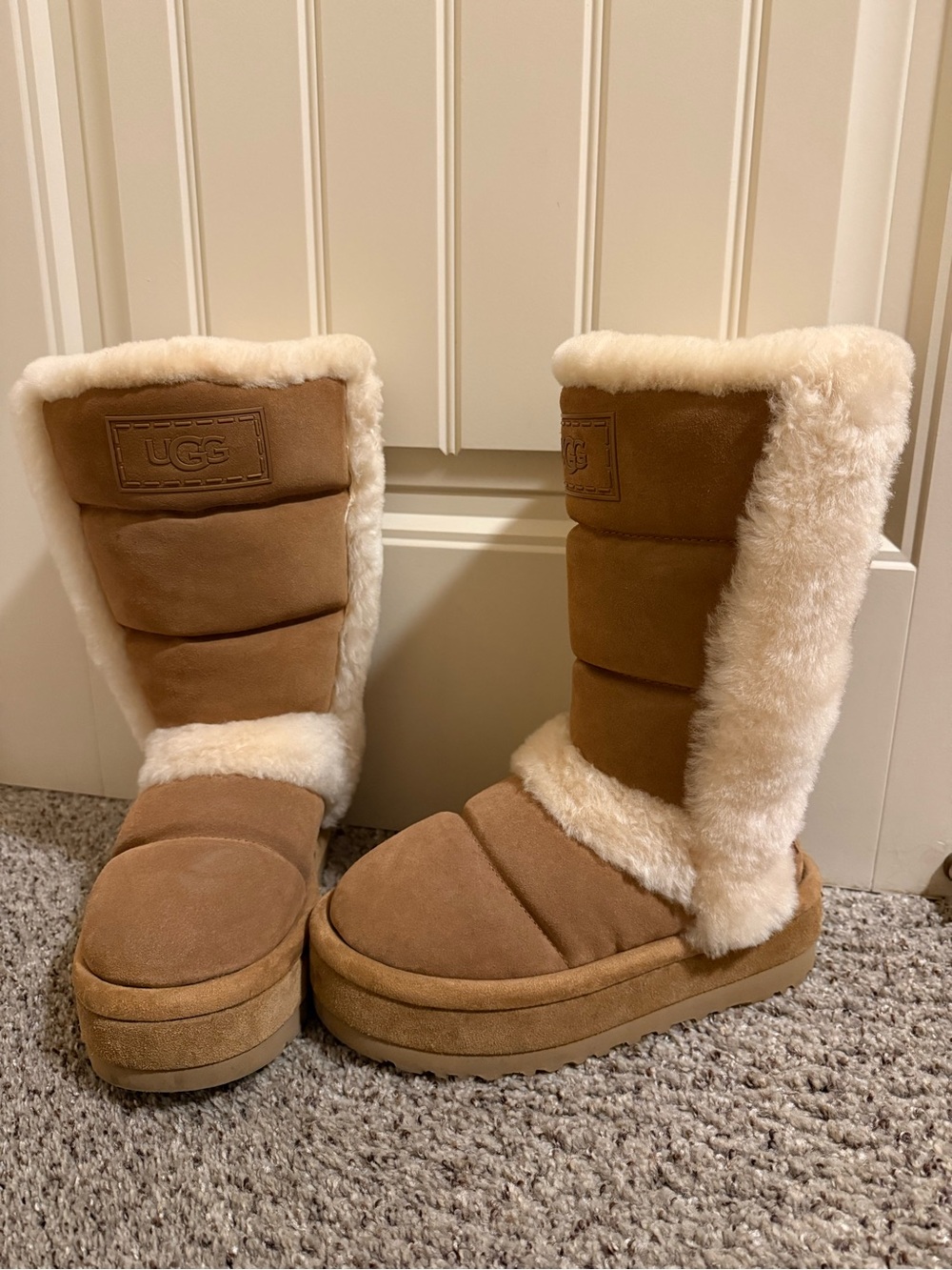UGG Chestnut Chillapeak Suede Shearling Trim Women's Winter Boots